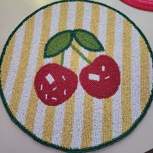 Set Of Cherry Beaded Placemats